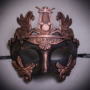 Roman Greek Emperor with Pegasus Horses Mask Black